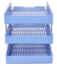 齊心B2060超省錢塑料三層文件盤藍*5