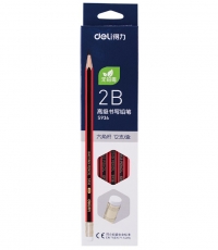 得力S936-2B高級書寫鉛筆帶橡皮(紅色)*12