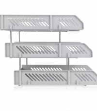 得力9209三層塑料文件盤(淺灰)*6