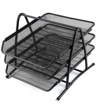 齊心B2163耐用鐵網(wǎng)三層文件盤黑色