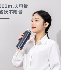 得力LL601-BBE商務(wù)保溫杯（500ml）(藍)