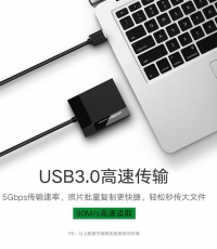 綠聯USB3.0多功能讀卡器1M/30335
