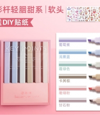 簡繁 6色雙頭熒光筆考試復(fù)習(xí)劃重點(diǎn)標(biāo)記筆 彩色記號(hào)筆大容量水性手賬筆開學(xué)文具禮物 甜系6支/盒+貼紙