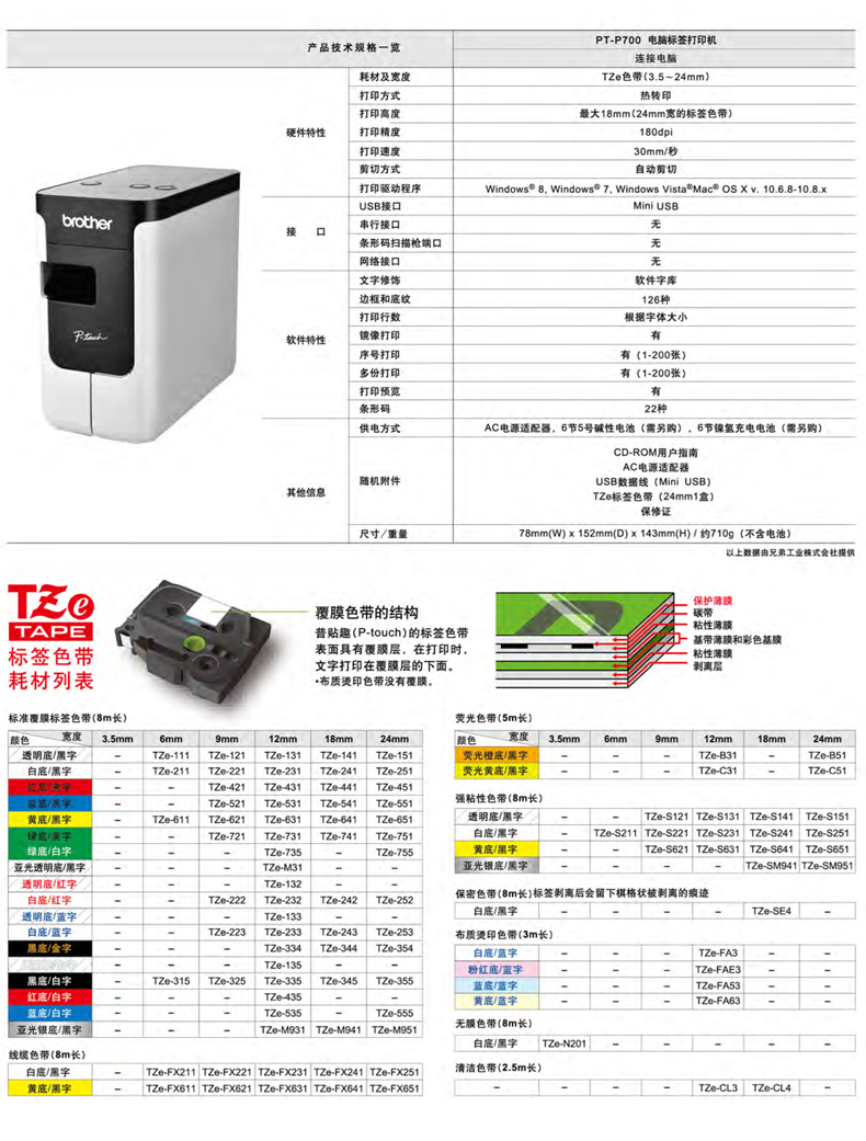 兄弟（brother） PT-P700 電腦標簽打印機